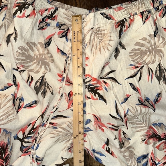 Briggs Pants Womens 3X Beige Multicolor Floral Pull On Linen Blend Wide Leg NWT - Picture 8 of 9
